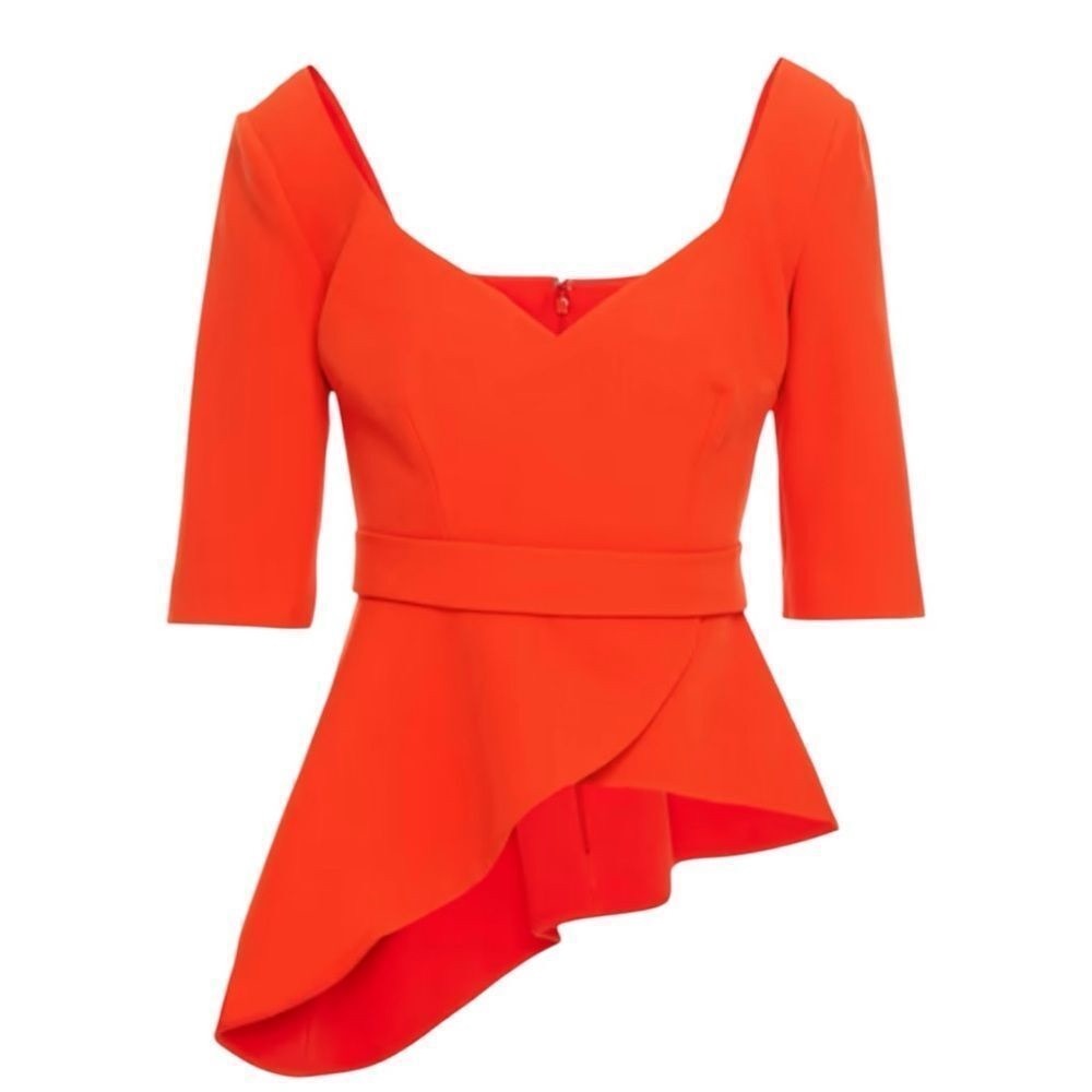 Elegant Orange Asymmetrical Blouse